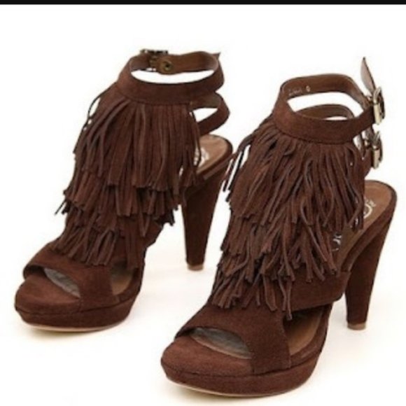 Jeffrey Campbell Suede Fringe Sandals